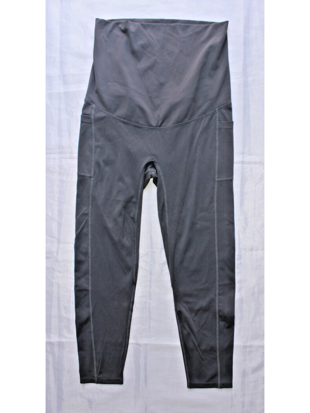 Poshdivah Womens Maternity Leggings Gray High Waist Over Belly Size Small